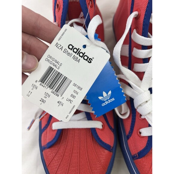 NEW Adidas NZA‎ Shell NBA Philadelphia 76ers Red Blue High top Sneakers Mens 11 - Picture 8 of 10